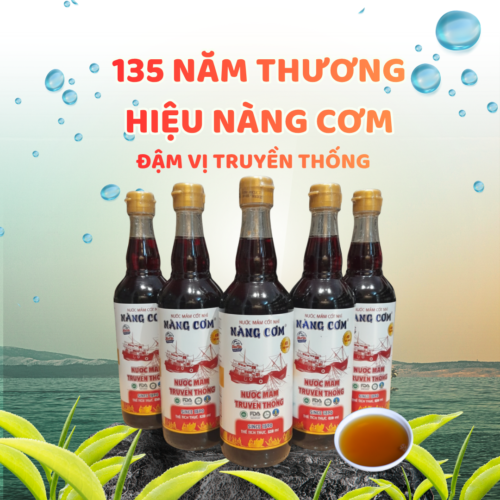 Nước mắm Nàng Cơm Sọc Tiêu 40 độ đạm - Chai thủy tinh 520ml - Hương vị truyền thống 135 năm
