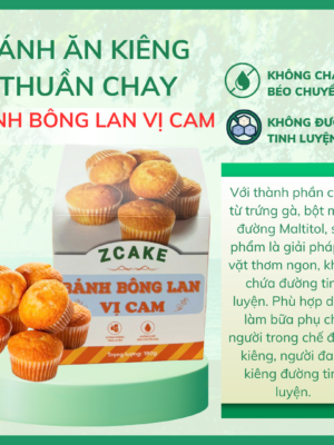 BÁNH BÔNG LAN VỊ CAM Bánh bông lan vị cam ZCake 180gr - Bánh ăn kiêng thuần chay không đường tinh luyện