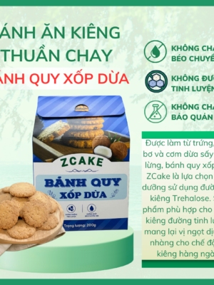 Bánh quy xốp dừa ZCake - Hộp 200gr - Bánh ăn kiêng không đường tinh luyện