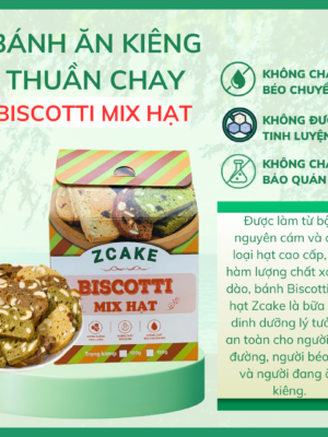 BISCOTTI MIX HẠT Biscotti mix hạt ZCake - Hộp 150gr - Bánh ăn kiêng thuần chay không đường tinh luyện