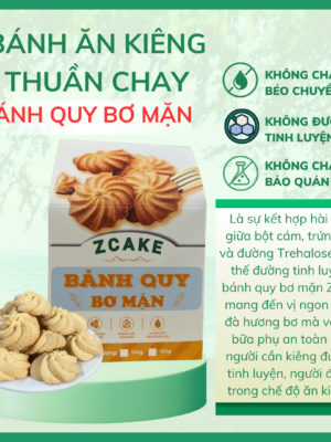 Bánh quy bơ mặn ZCake - Hộp 150gr - Bánh ăn kiêng thuần chay không đường tinh luyện
