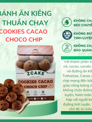 Cookies Cacao Choco Chip ZCake 150gr - Món ăn kiêng thuần chay không đường tinh luyện