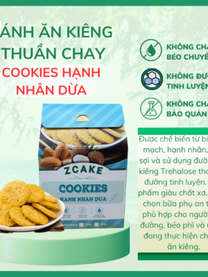 Cookies hạnh nhân dừa ZCake - Hộp 150gr - Bánh ăn kiêng không đường tinh luyện