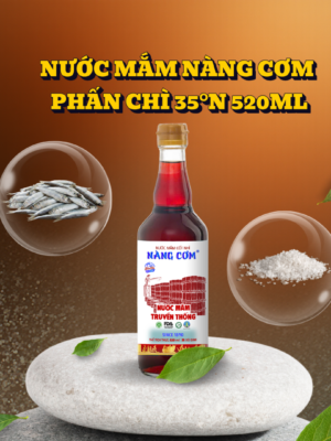 Nước mắm Nàng Cơm Phấn Chì 35 độ đạm - Chai thủy tinh 520ml - Hương vị truyền thống 135 năm