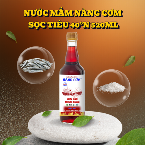 Nước mắm Nàng Cơm Sọc Tiêu 40 độ đạm - Chai thủy tinh 520ml - Hương vị truyền thống 135 năm