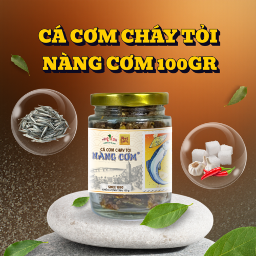 Cá cơm cháy tỏi Nàng Cơm - Hũ thủy tinh 100gr - Hương vị truyền thống 135 năm