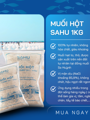 Bìa web Tongkho Muối Hột Sahu - Túi 1kg - Tinh Hoa Muối Biển Sa Huỳnh Truyền Thống