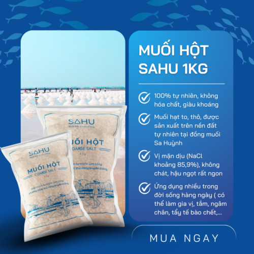 Bìa web Tongkho Muối Hột Sahu - Túi 1kg - Tinh Hoa Muối Biển Sa Huỳnh Truyền Thống