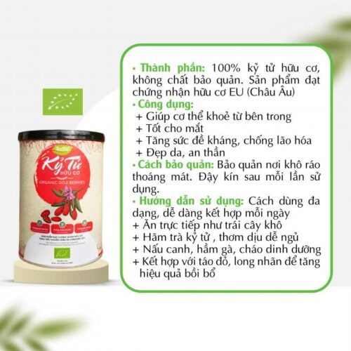 Kỷ Tử Hữu Cơ Anbio – Hộp 200g – “Trái Cây Thiên Đường” Cho Sức Khỏe Vàng