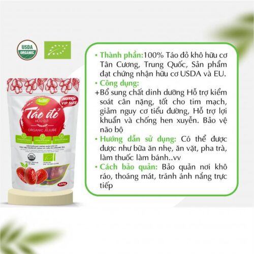 Táo Đỏ Hữu Cơ Anbio – Túi zip 450g – Đánh Thức Vẻ Đẹp Và Sức Sống Từ Thiên Nhiên