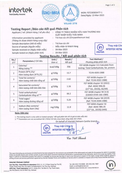 Trà Hoa Cúc Chi Thái Minh - Hũ Vuông 40g - Thanh Nhiệt, Sáng Mắt, An Thần
