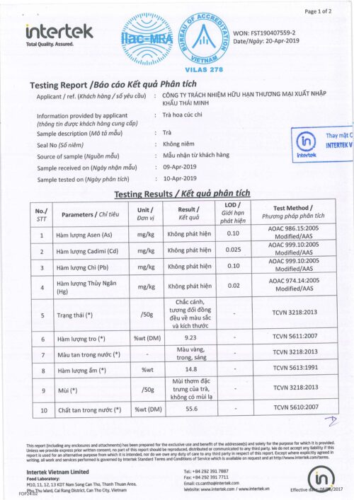 Trà Hoa Cúc Chi Thái Minh - Hũ Vuông 40g - Thanh Nhiệt, Sáng Mắt, An Thần