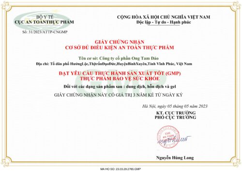 Giay chung nhan GMP.pdf Mật Ong Hoa Rừng - Lọ 500g – Tinh Túy Mùa Hè Từ Núi Rừng Phía Bắc